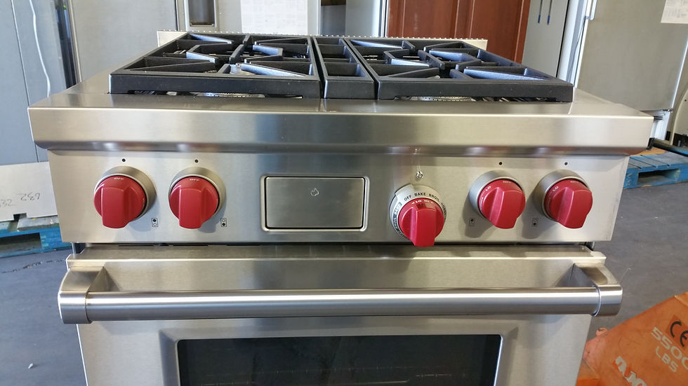 Thumbnail: WOLF DF304 30" Dual Fuel Range 4 Burners Pro Stainless w/Red Knobs $8,245 msrp