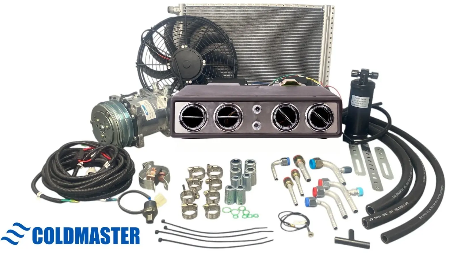 A/C KIT UNIVERSAL UNDERDASH EVAPORATOR 404 12V "PREMIUM" CHROME HEAT AND COOL