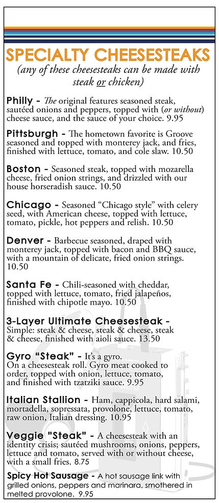Menus | thegroove
