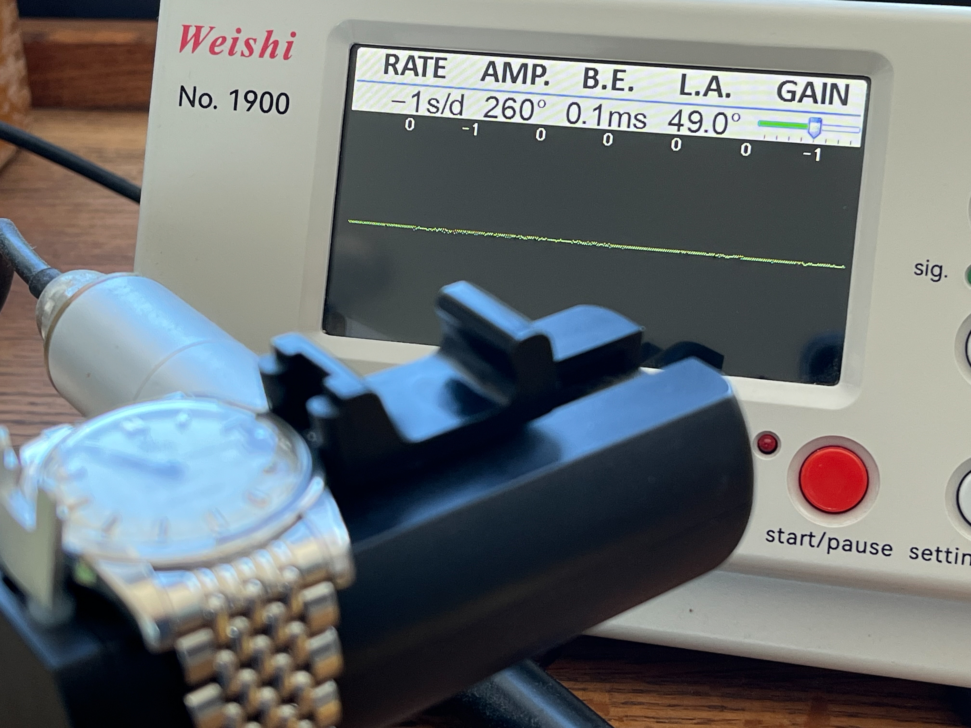 Omega Seamaster 166.009. Historical dealer timegrapher reading, not current performance. · Photo: Tempo Prima · © Tempo Prima; permission not yet confirmed · Source: https://www.tempoprima.com/product-page/vintage-1963-omega-seamaster-serviced-special-ribbion-dial
