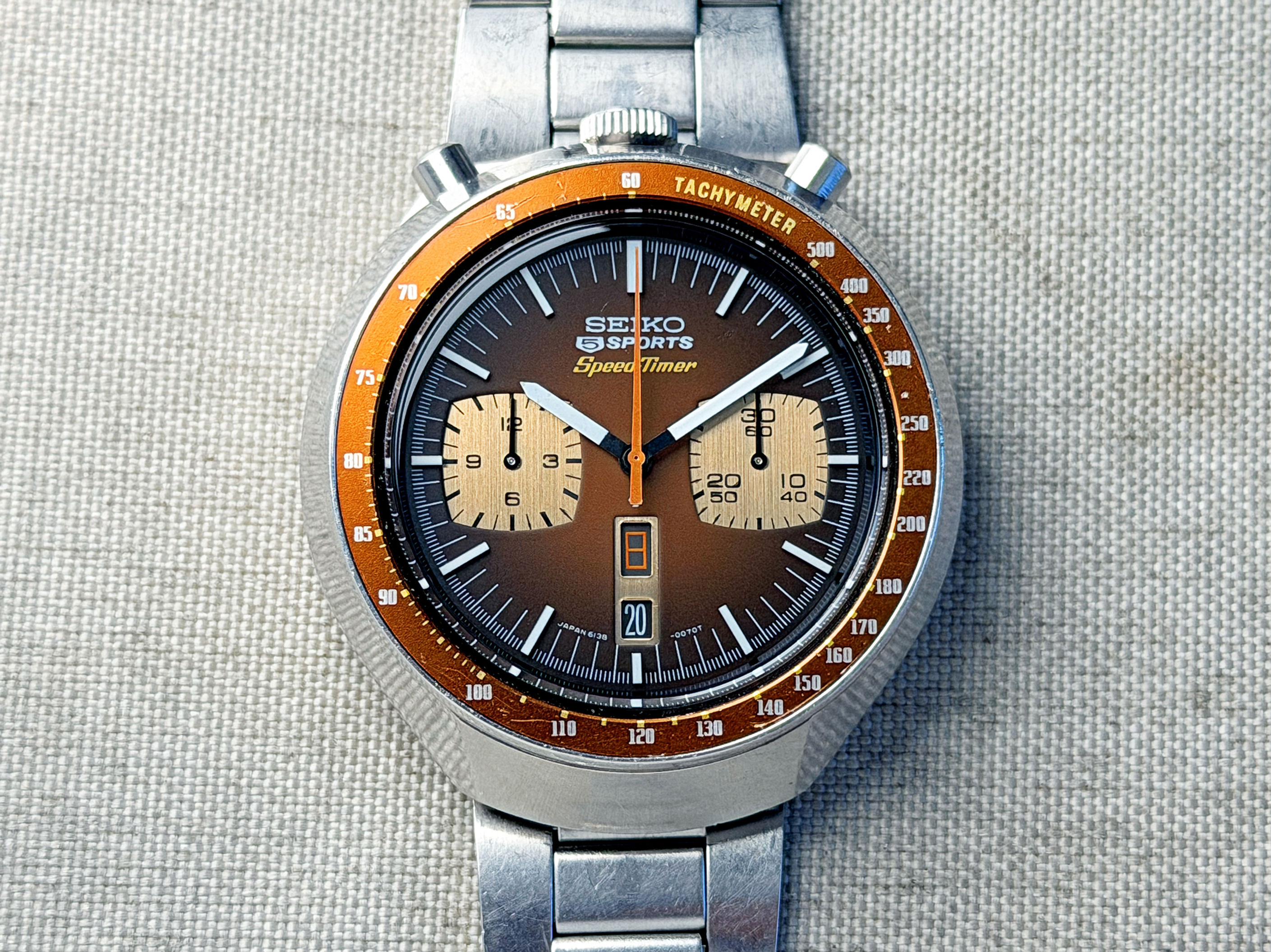 Vintage 1974 Seiko 6138-0040 Speedtimer Bullhead Chronograph Serviced Original