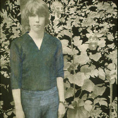 _Portrait in the Garden (Simon Rees)_, 1977, oil, charcoal and photo on canvas 56 x 41cm.j