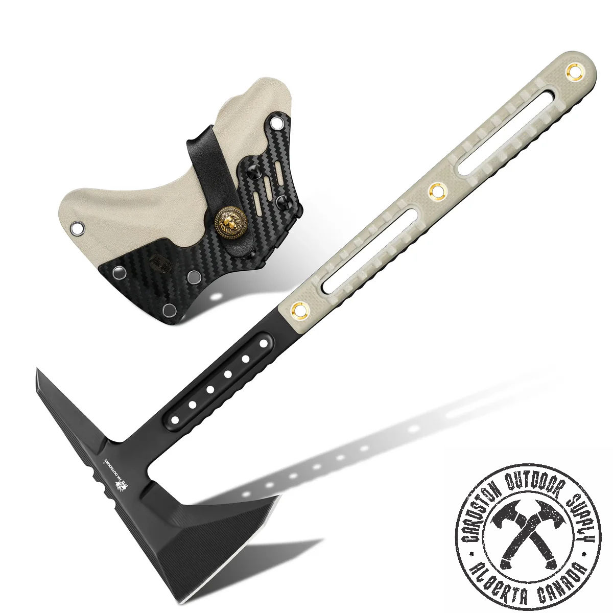HX Outdoors, ROCK OBSIDIAN Hatchet,13.39" Overall Length, DC53 Blade, Tan G10