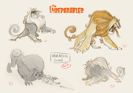 Heraldic Lion, the inseparables, character design, concept art, inge van der veen