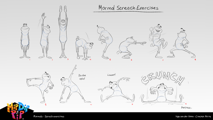 Character Design by Inge van der Veen. Mormols sketch exercises. Mip, Dip and Pip