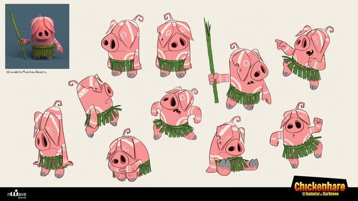 Chickenhare and the Hamster of Darkness, Character designer by Inge van der Veen, piggy