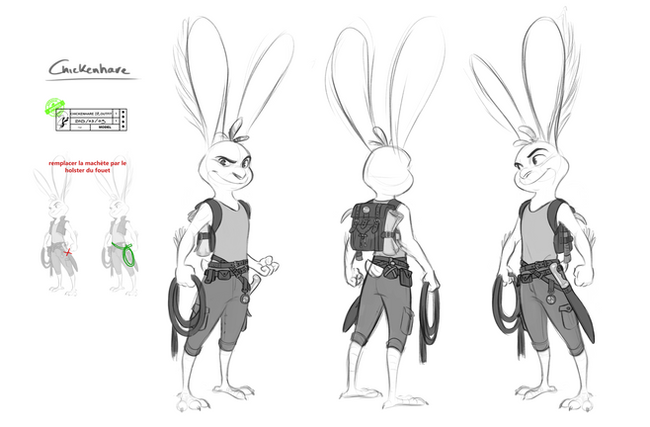 Chickenhare, The Groundhog with the Backward-facing face, concept art, chickenhare, inge van der veen, character design