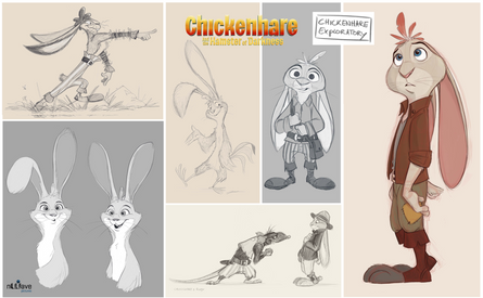 Chickenhare, Chickenhare and the hamster of darkness, character design, exploration, concept art, inge van der veen