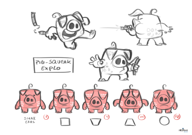 The Groundhog with the Backward-facing face, inge van der veen, character design, concept art, chickenhare, piggy, pig squeak