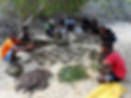 Preparation of mangrove propagules before they are planted. © WWF Madagascar / Rindra Randriamanga