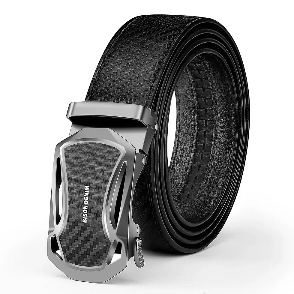 Thumbnail: BISON DENIM Men’s Belt – Leather Strap, Automatic Buckle, Versatile Style