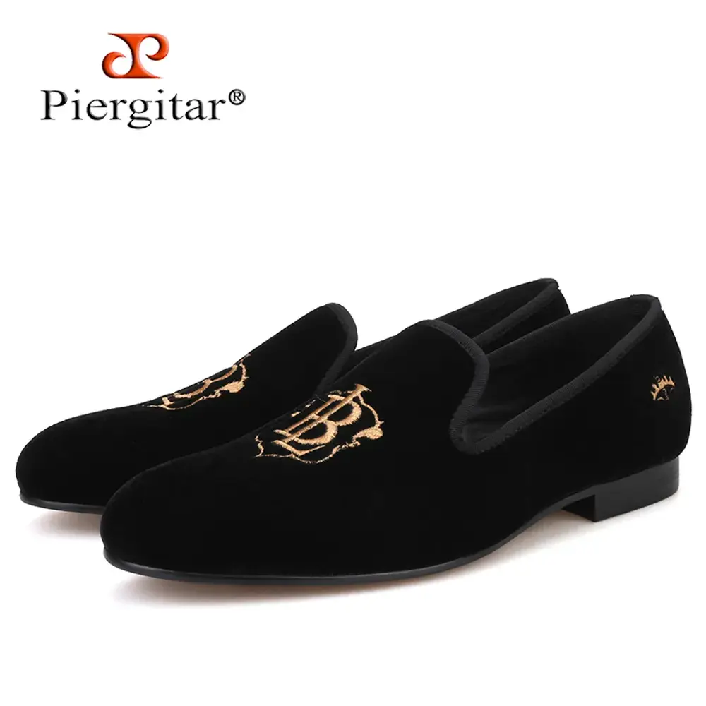 Piergitar Men’s Luxury Velvet Loafers – Wedding & Party Flats