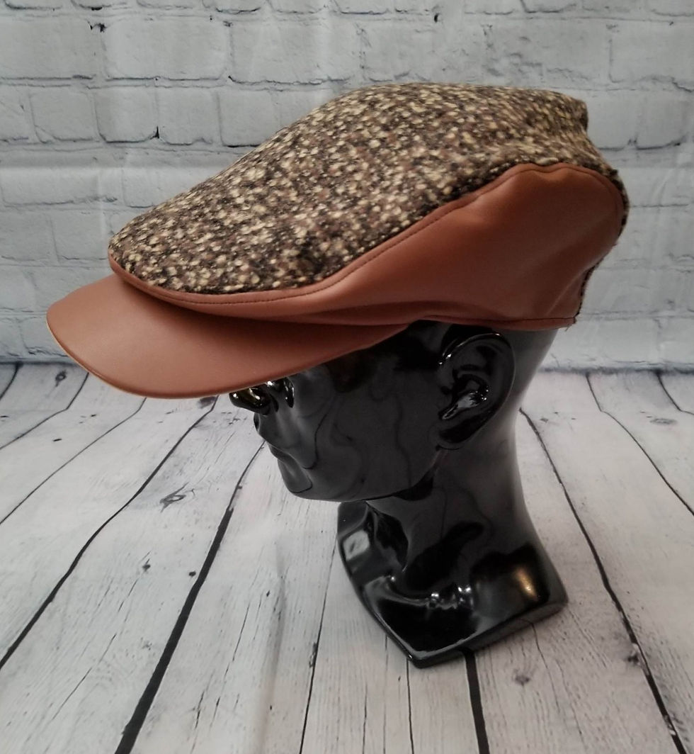 Thumbnail: Side view of Earthtones & Leather Flat Cap