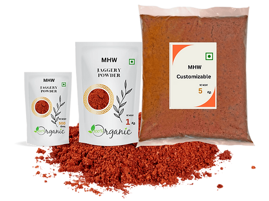 alt="Organic jaggery powder from Indian supplier MHW Overseas, a unit by Jaitwoc. Sweet and natural goodness."