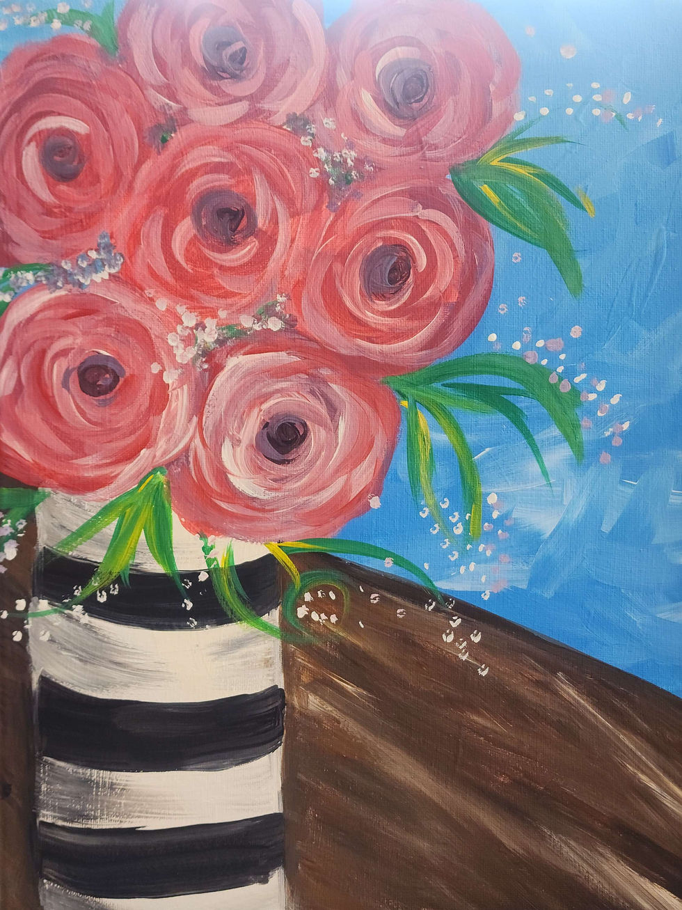vase of roses paint night