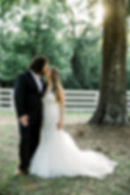 bride and groom at outdoor wedding venue in the fall in Tuscaloosa Alabama