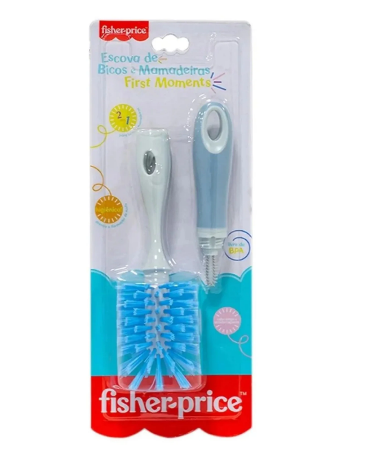 Escova de Bicos e Mamadeiras 2 em 1 First Moments Azul Fisher Price