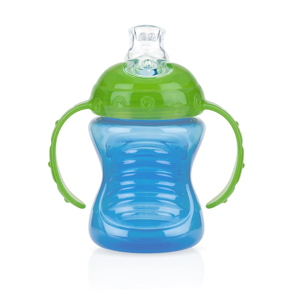 Copo com Alça e Bico de Silicone Azul e verde - Nuby
