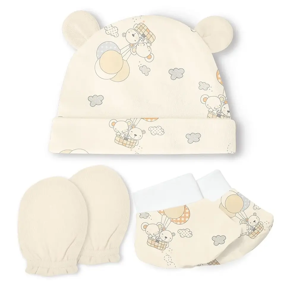 Kit Maternidade Malhas touca/luvas/meias Urso - Papi