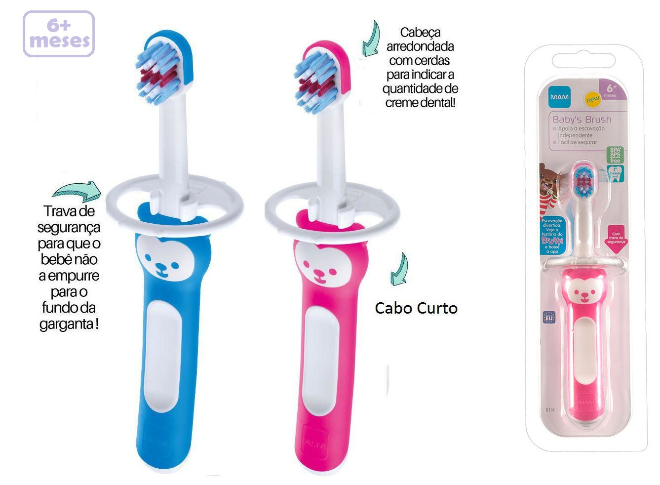 cópia de Escova dental de treinamento 6m+ MAM - Azul ou Rosa