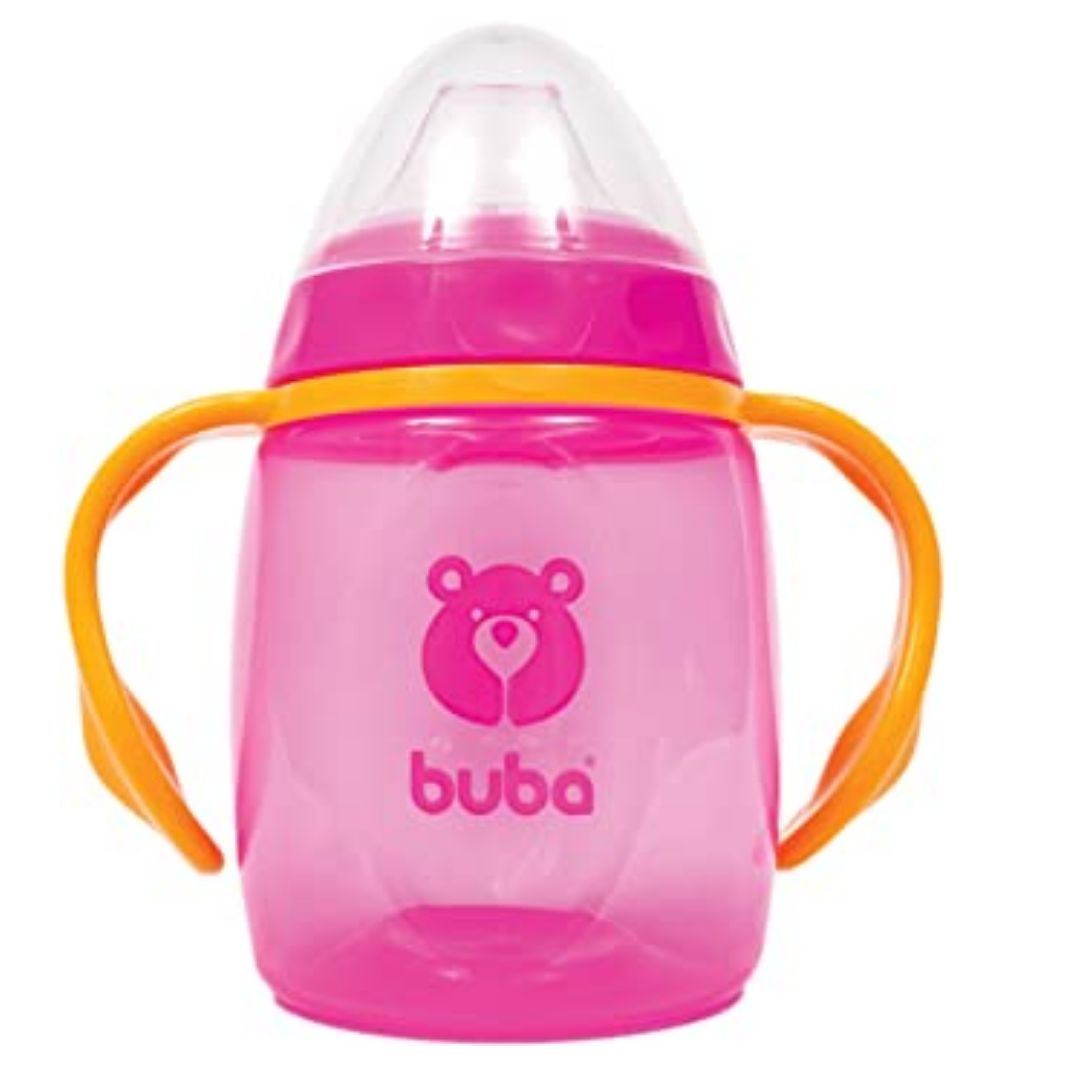 Copo com bico de silicone urso rosa - Buba