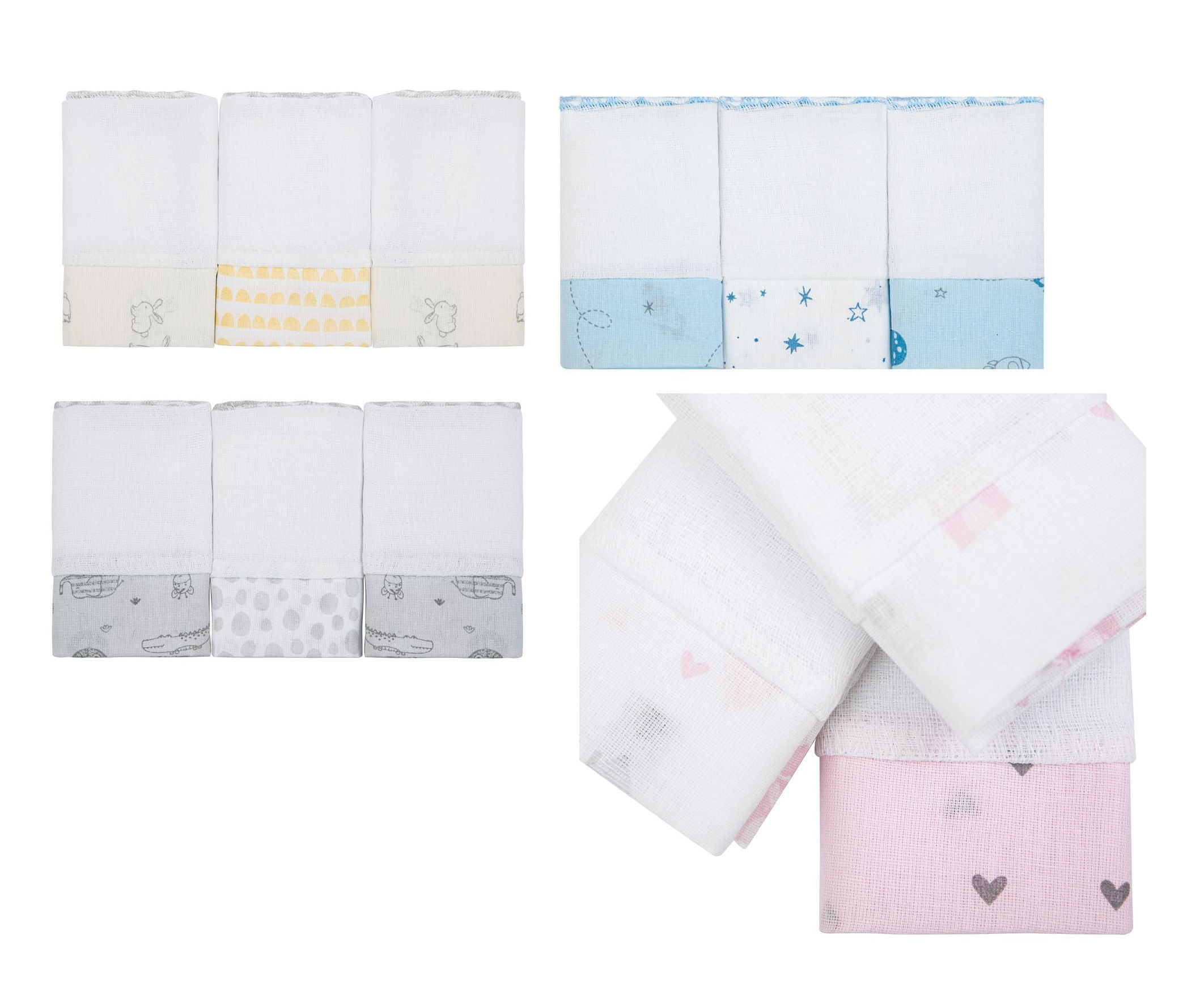 Kit com 03 toalhas fralda pano de Boca Sortido - Papi