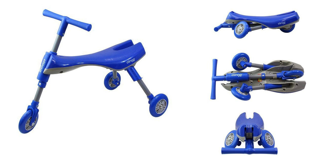 Triciclo Infantil Dobrável Azul/Cinza - Clingo