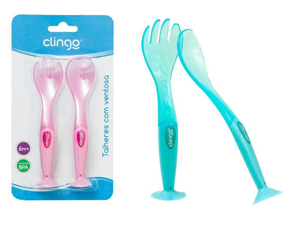 Colher e Garfo com Ventosa Azul/rosa