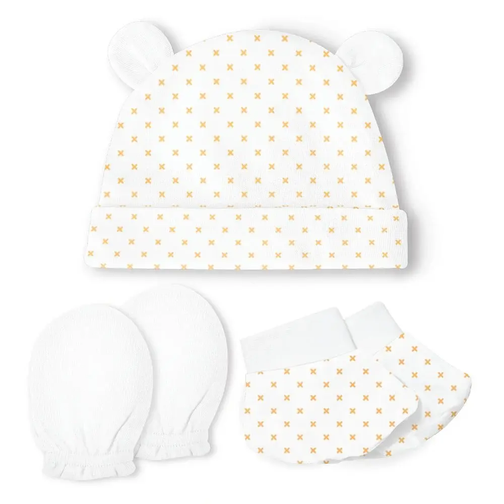 Kit Maternidade Malhas touca/luvas/meias Xis Laranja - Papi