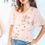 Thumbnail: Charlotte Floral Button Down Sleeve Top (PINK | WHITE)