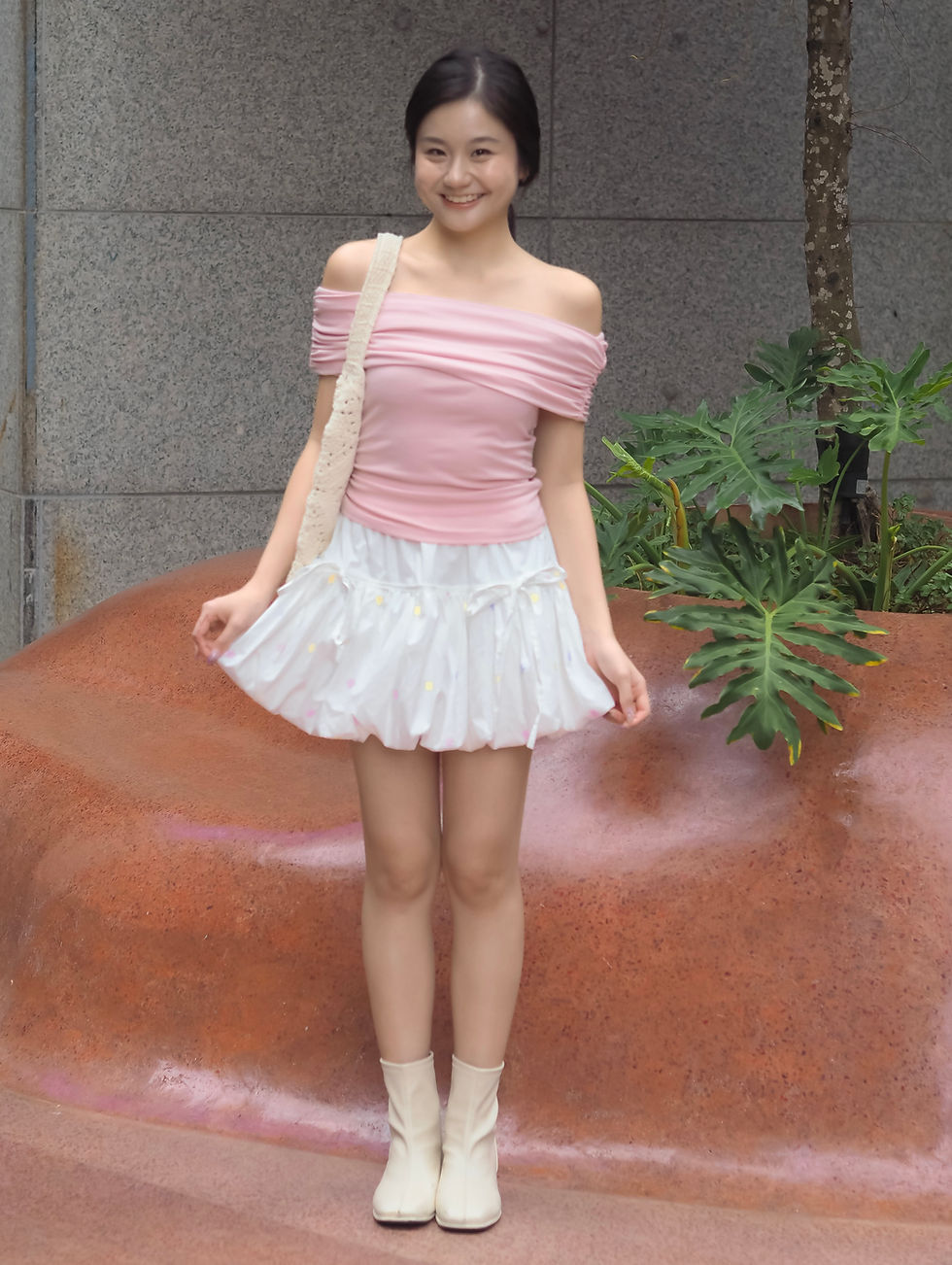 Thumbnail: Poppy & Petal Ribbon Bubble High Waist Skirt