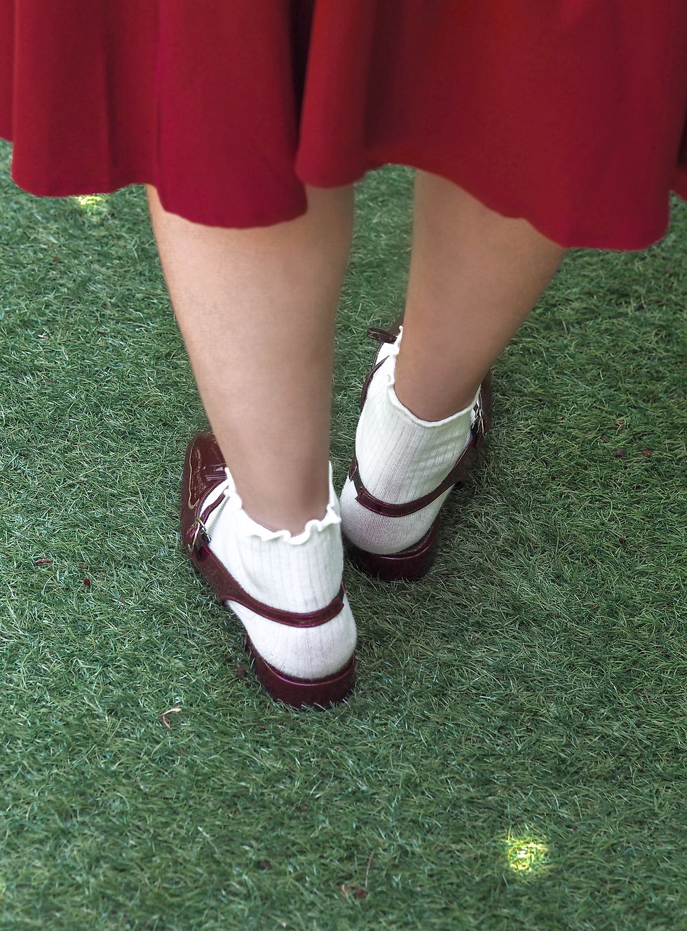 Thumbnail: Le Château Ribbon Low Block Mary Janes  (RUBY RED) 