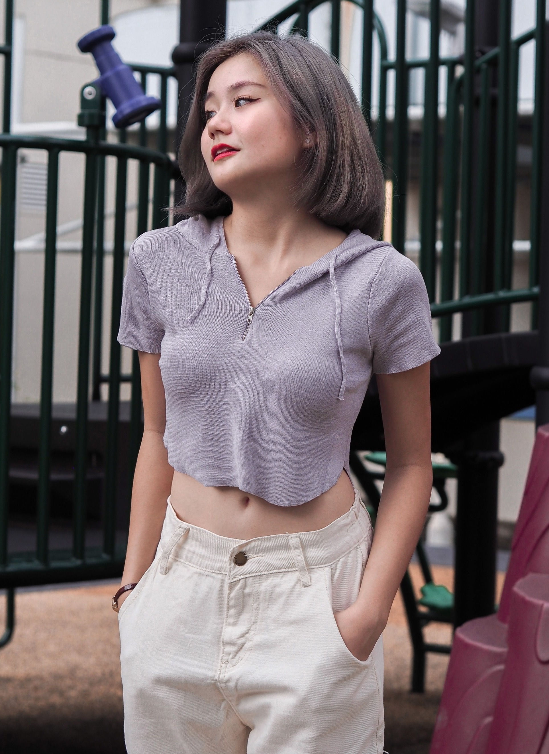 Sk8er Boi Drawstring Hoodie Knit Top (PASTEL LILAC) 