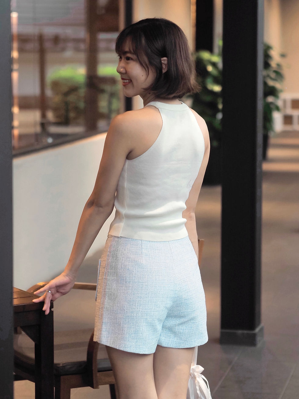 Thumbnail: Azure Days Embellished Pocket Tweed Shorts