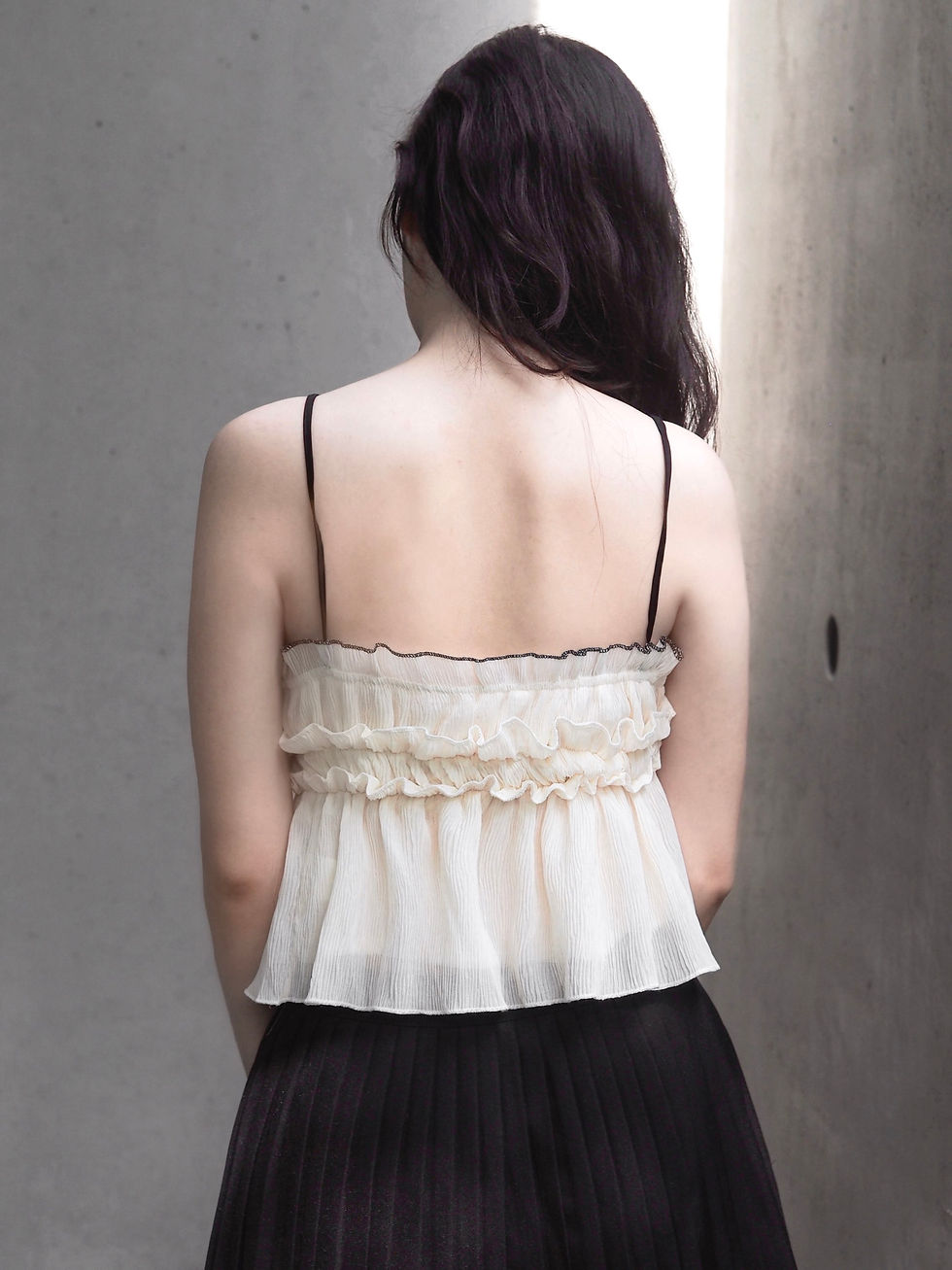 Thumbnail: [BUNDLE SET] Moonchild Ribbon Babydoll Top X Mimosa Pleated Skirt