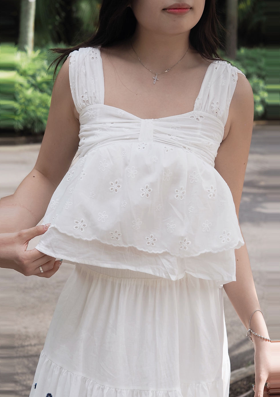 Thumbnail: Fresh Floré Sweetheart Eyelet Layered Top