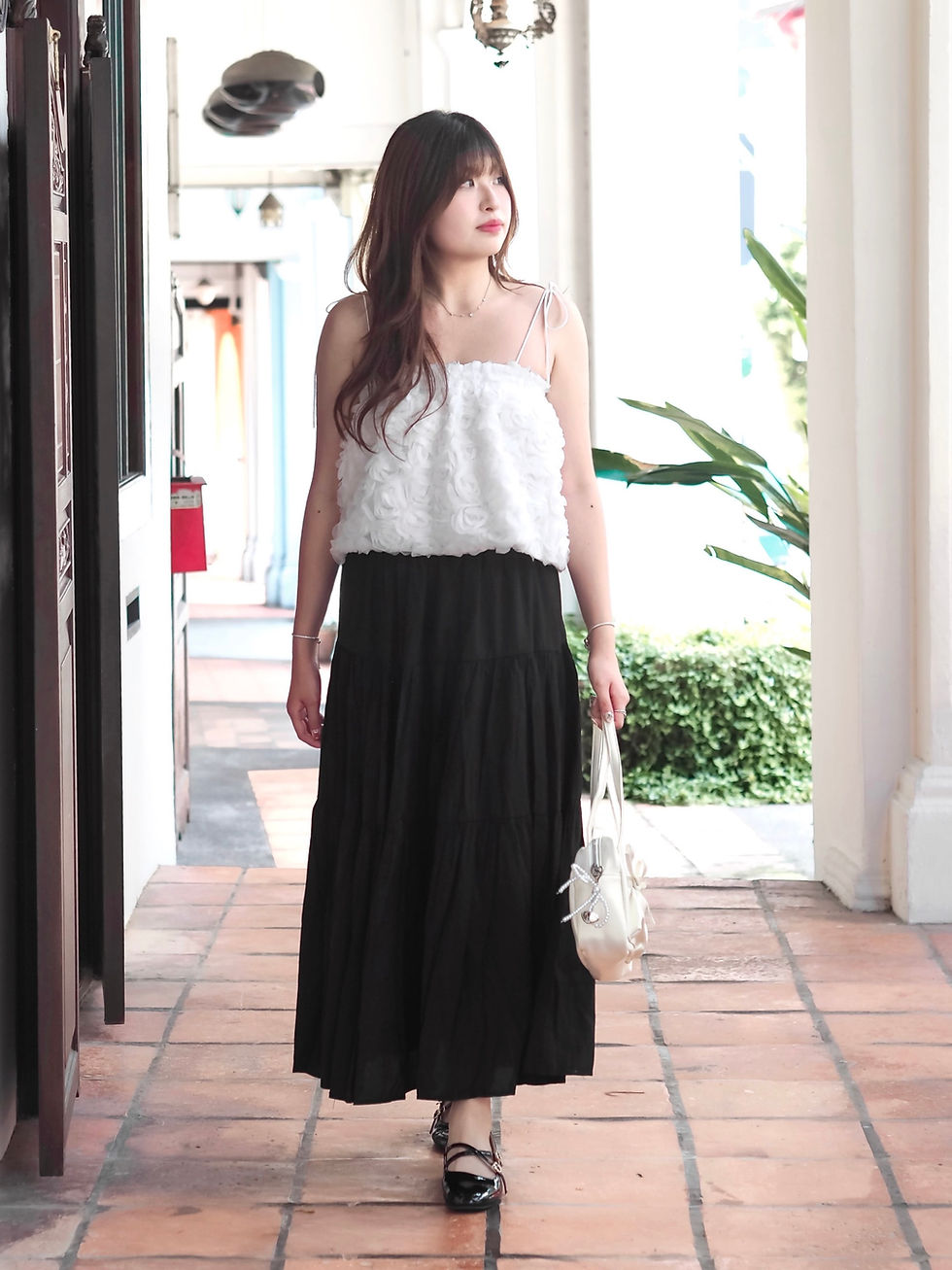 Thumbnail: Polly Pocket 3-Tier Midaxi Skater Skirt (BLACK) 