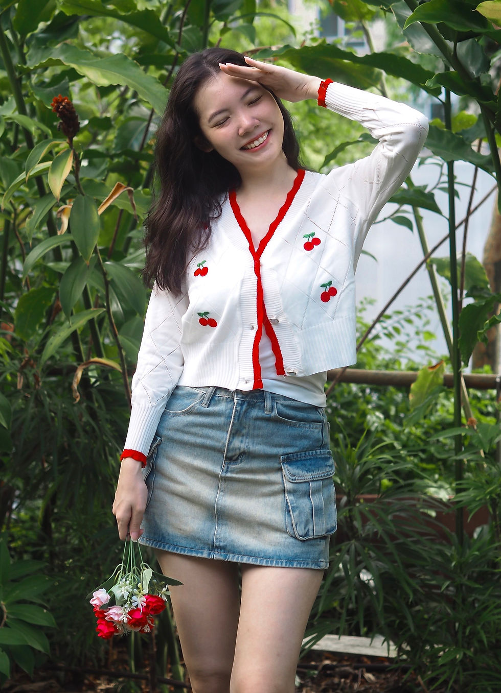 Thumbnail: Sweet Cherry Pie Embroidery Knit Cardigan  