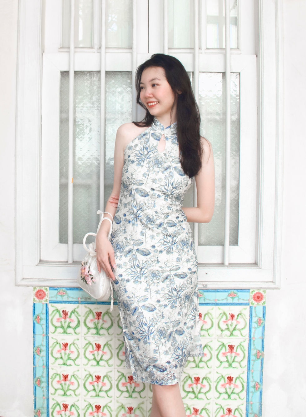 Thumbnail: Au Revoir Halter Modern Cheongsam Dress
