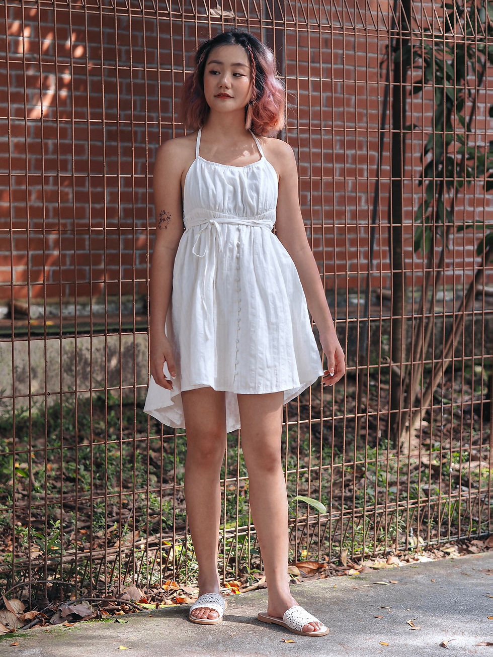 Thumbnail: Coachella Boho Broderie Halter Sundress (WHITE)
