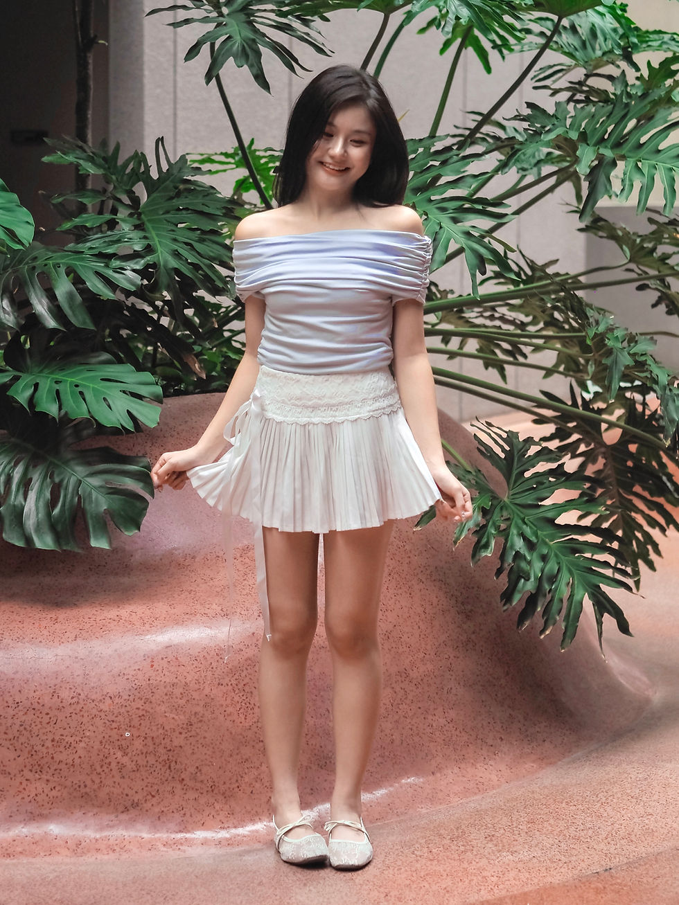 Thumbnail: Sweet Solace Off Shoulder Flap Down Knit Top (BABY BLUE)