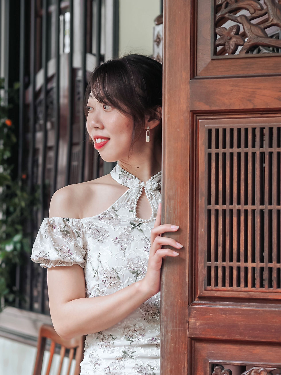 Thumbnail: Bloom Anew 2-Way Halter Cheongsam Midi Dress