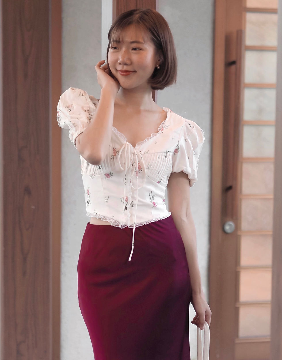Thumbnail: Meet Me in Spring Floral Sweetheart Puff Sleeve Top