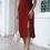 Thumbnail: Moana Shoulder-Tie Midi Slit Dress (SAPPHIRE RED)