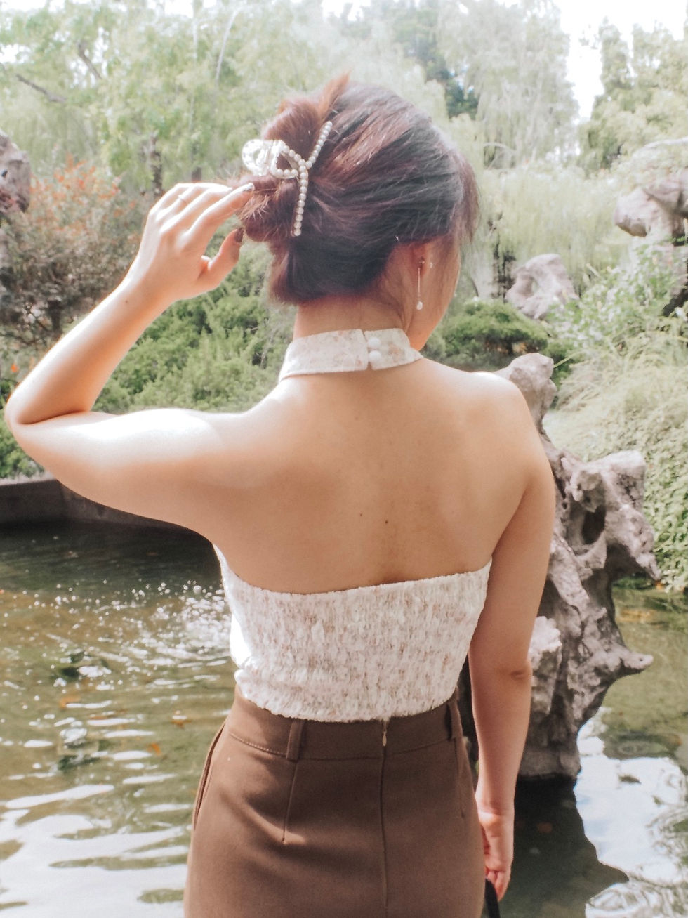 Thumbnail: Era of Romance Halter Cheongsam Top [CREMÉ FLORAL]