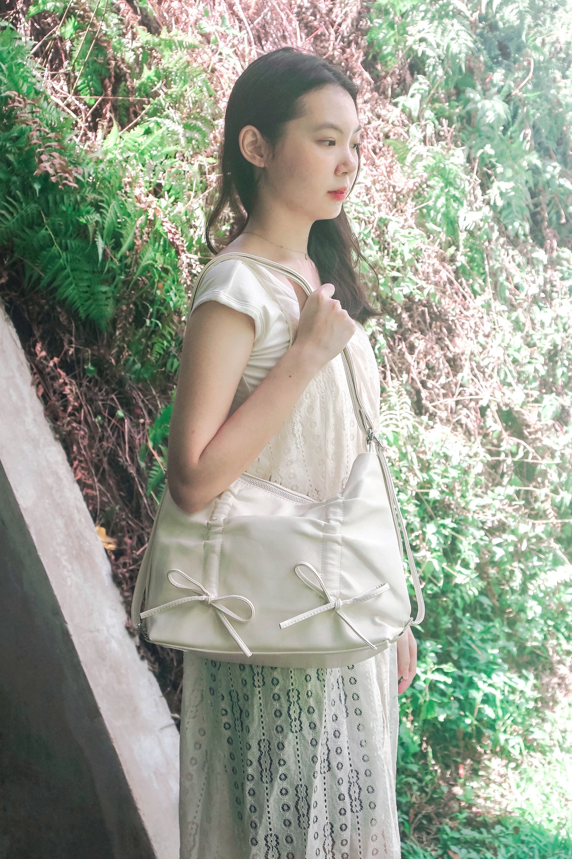 [2 COLORS] Heart Aflutter 2-way Ruched Ribbon Shoulder Bag