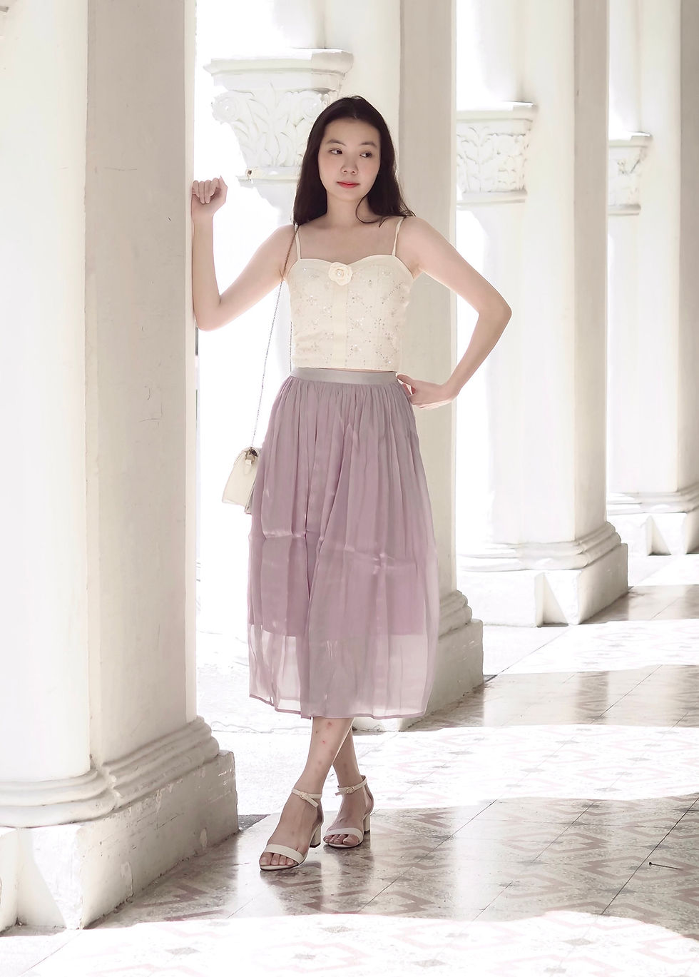 Thumbnail: Bella Rosé Padded Embellished Tweed Spag Top