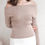 Thumbnail: Mon Atelier Off Shoulder Long Sleeve Knit Top (TAUPE BROWN)