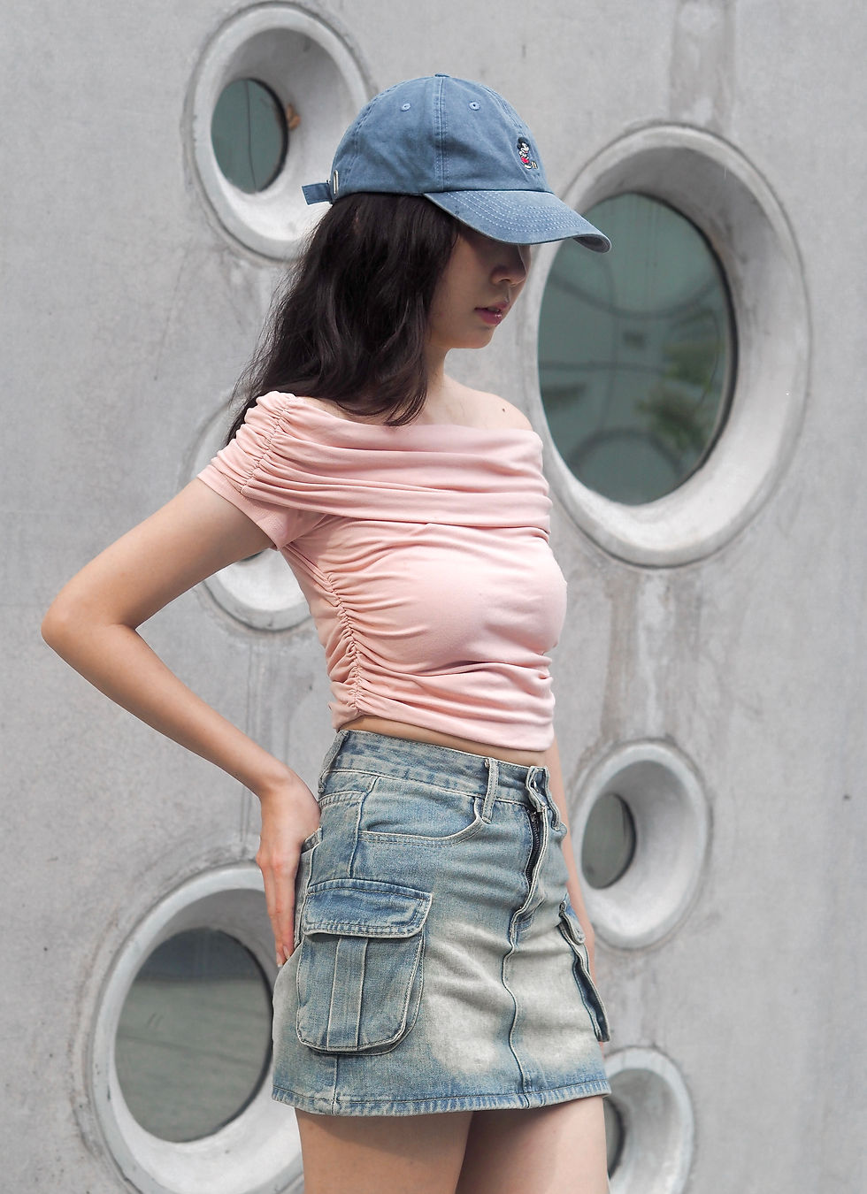 Thumbnail: The Lover’s Club Ruched Off Shoulder Knit Top (BABY PINK) 