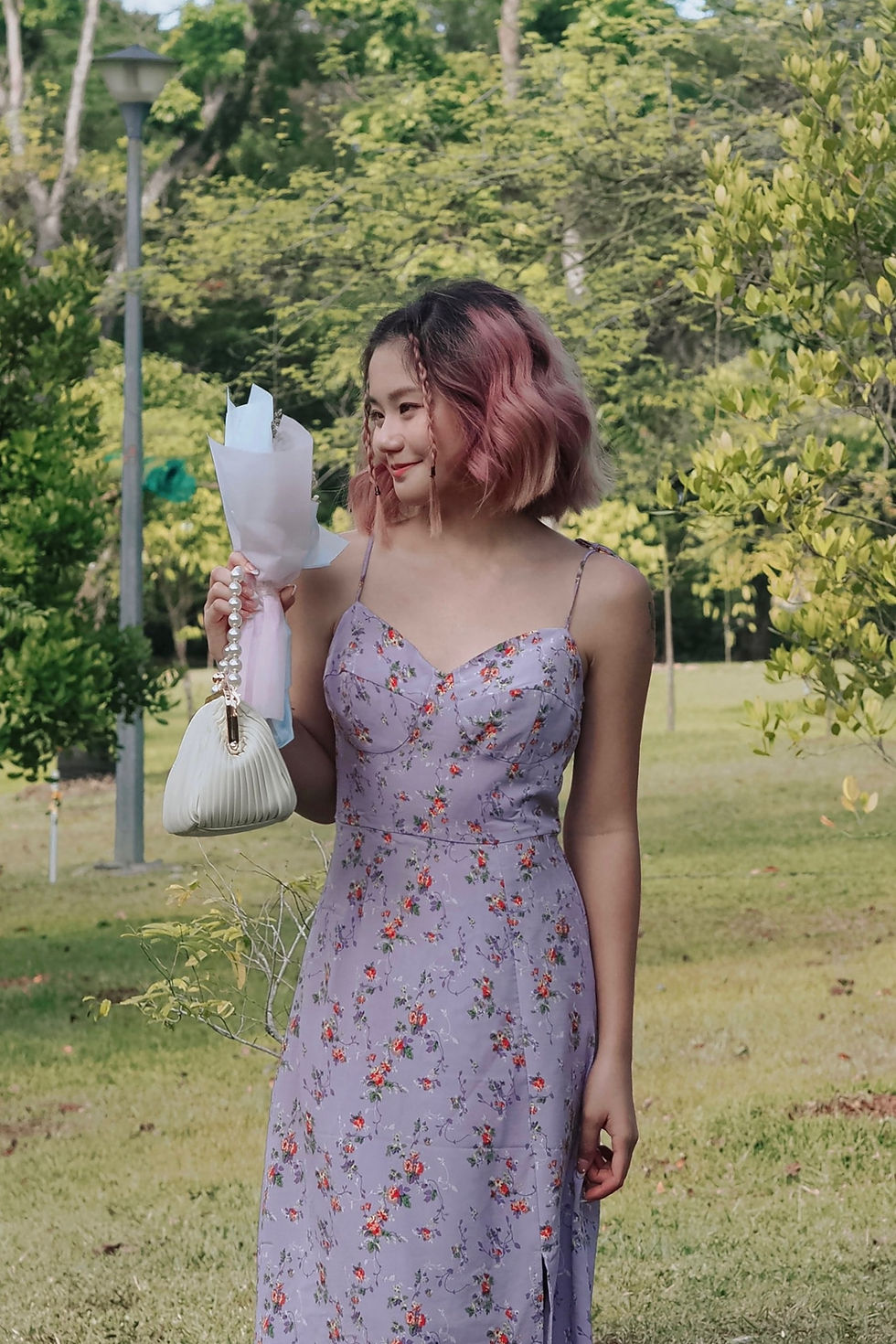 Thumbnail: Lavender’s Daydream Shoulder-Tie Midi Slip Dress 